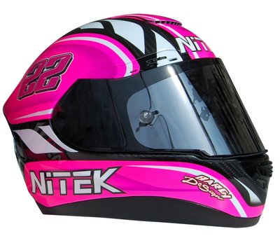 【魔速安全帽】NiTEK P1 12K 全碳纖維安全帽 頂級 選手彩繪 22號 ANA 粉色 桃紅 全罩 賽道限定版