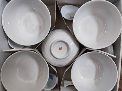 餐碗 瓷碗 陶瓷碗 湯碗 湯匙 五碗+五湯匙 雅仕雪白系列 二手品
