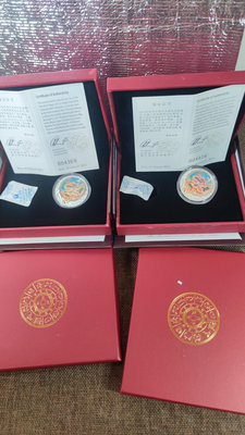 澳大利亞2012年龍年彩色銀幣.1盎司銀.原盒（金銀盒）原證