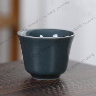 青窯玉龍茶杯墨綠色功夫茶杯陶瓷杯家用主人杯純色品茗杯中式茶具-Misaki精品