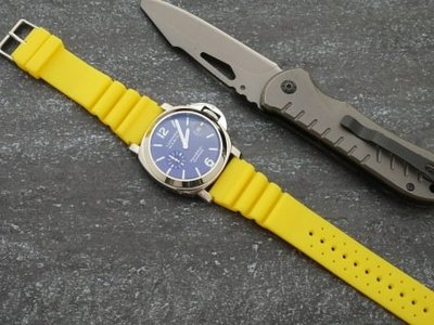 高質感20mm 22mm 24mm 黃色蛇腹式矽膠錶帶替代原廠貨citizen seiko diver潛水錶適用