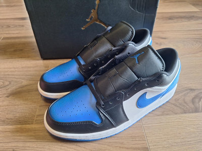 4 藍黑低筒籃球鞋 nike jordan 1 low royal blue toe us12 30cm 全新正品公司貨