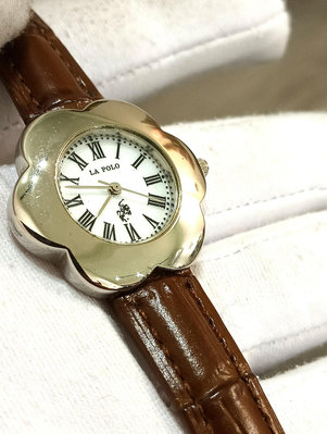 La Polo 花朵造型錶框 Water Resistant 生活防水 絕版 女石英錶-手圍18公分