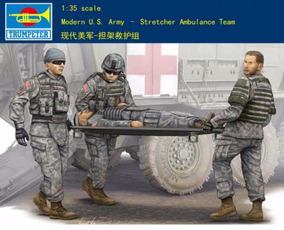 Trumpeter 小號手 1/35 美國 擔架救護組 現代陸軍 人像 士兵 軍人 組裝模型 00430