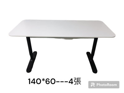 桃園國際二手貨中心------IKEA 手動升降 BEKANT書桌/工作桌, 白色 140*60有4張