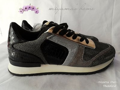 River Island銀黑異材質休閒鞋40號(SW0088)