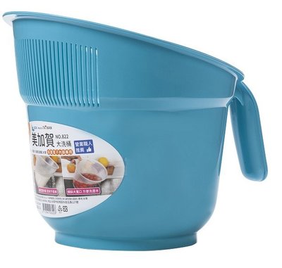 ☆88玩具收納☆美加賀洗米桶 822 瀝水桶 透明水桶 洗米器 置物桶 塑膠桶 收納桶 細孔1mm 單把設計 3.3L