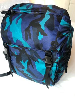 [品味人生2] 保證全新正品  Prada 米彩藍 後背包