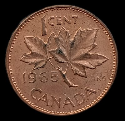 加拿大     1965年   伊莉沙白世   1分   銅幣   2586