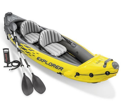 水上設備 游泳 INTEX68307充氣船橡皮艇漂流單雙人沖鋒舟漂流船皮劃艇戶外釣魚船