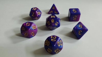 【雙子星】 2STARS棉胚布雙拉束口袋+ 7顆骰子(紫藍双色) 適用 幻滅時刻 Battlebond MTGBatt