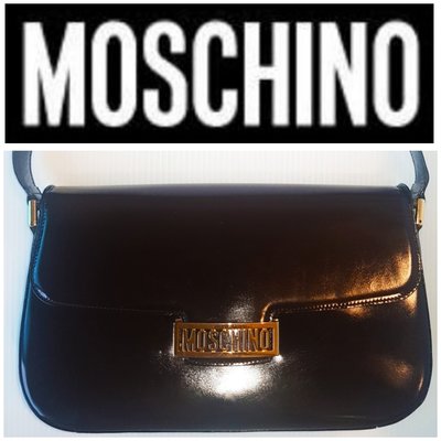 Moschino 莫斯奇諾 牛皮 亮皮 硬殼 側背包 肩背包㊣二手真品↘原價2萬多898 1元起標 有 LV