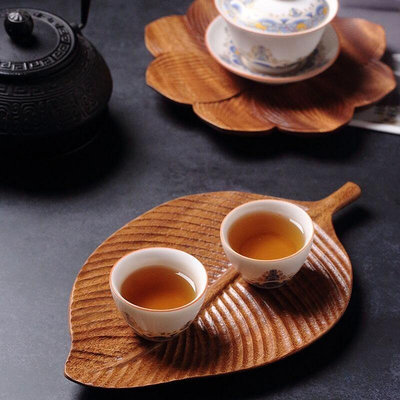 胡桃木盤子 原創手工樹葉盤家用零食盤 果盤 創意日式木質托盤茶盤