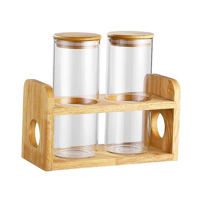 阿英新款優惠*吧台擺設茶葉展示罐透明玻璃試管展示架奶茶店咖啡豆儲物罐密封罐
