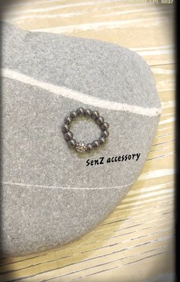 【 SenZ accessory 】獨家設計客製化 黑膽鋼珠泰銀貔貅 手作串珠戒指 招財 立體圓球形 4mm