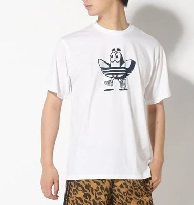 【Dr.Shoes】Adidas Originals 男款 短袖 三葉草 眼睛 趣味 短T T恤 白 GJ2685