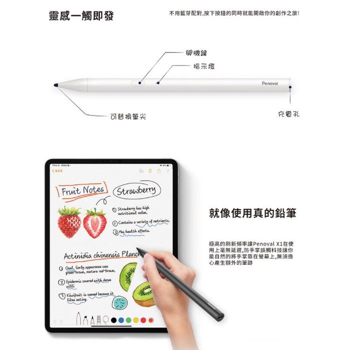 Penoval Pencil X1】 觸控筆防誤觸學生首選專為iPad設計1.2mm筆尖 