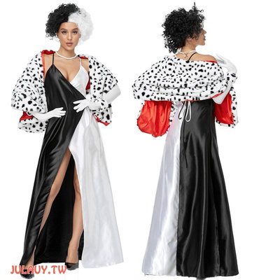 萬聖節 變裝派對 cosplay 黑白魔女庫伊拉 ·德維爾 反派角色 歐版 成人 角色扮演服裝-麥德好服裝包包