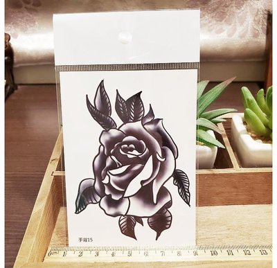 【萌古屋】】黑玫瑰花朵 - 手背防水紋身貼紙刺青貼紙15 K12