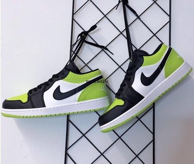 Nike Air Jordan 1 Low Toe Vivid Green 黑白綠 青蛇 蛇紋 DX4446-301
