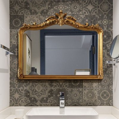 【熱賣精選】 法式壁掛浴室鏡衛生間掛墻洗漱鏡歐式洗手間復古化妝鏡LED智能鏡