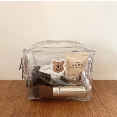 韓國ins同款可愛小棕熊透明化妝包防水洗漱包收納袋手拿包便攜