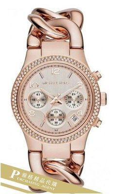 雅格時尚精品代購Michael Kors 炫麗晶鑽 玫瑰金 三眼計時手鍊腕錶手錶 MK3247 美國正品