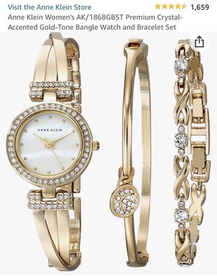 秀展名品◇ 全新真品 Anne  Klein 施華洛世奇水晶手錶和手鍊套裝 AK/1868