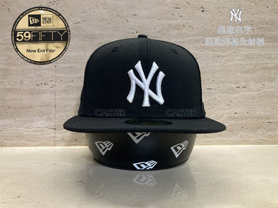 New Era x NY Yankees 59Fifty Black/White 大聯盟紐約洋基隊黑底白字全封尺寸帽
