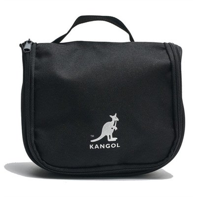 【AYW】KANGOL LOGO BAG 經典 黑白 盥洗包 懸掛式 化妝包 手提袋 旅行包 手提袋 收納包 收納袋