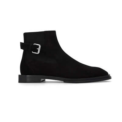 [全新真品代購-S/S24 新品!] Alexander McQueen 黑色麂皮 踝靴 / 靴子 (麥昆)