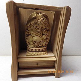 現貨 精品黃楊木黑財神木雕佛像佛龕(盒子10.8釐米7.6釐米5.2釐米)可開發票