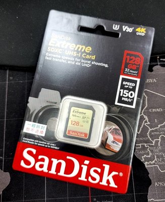 Sandisk 128GB 128G SDXC Extreme SD【150MB/s】4K U3 V30 相機記憶卡