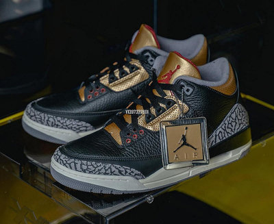 專櫃貨Air Jordan 3 AJ3 黑金水泥 經典文化低筒男籃球鞋