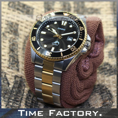 時間工廠 無息分期 CASIO MDV-106 潛水款 系列專用 副廠實心半金白鋼錶帶 (不含手錶)
