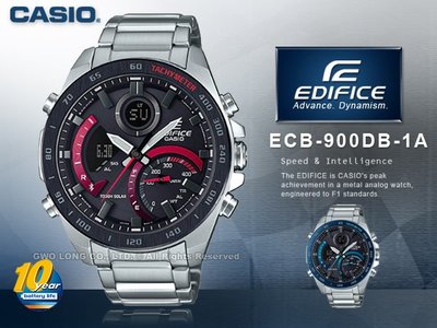 CASIO手錶專賣店 國隆EDIFICE ECB-900DB-1A 太陽能雙顯男錶 手機連接  ECB-900DB