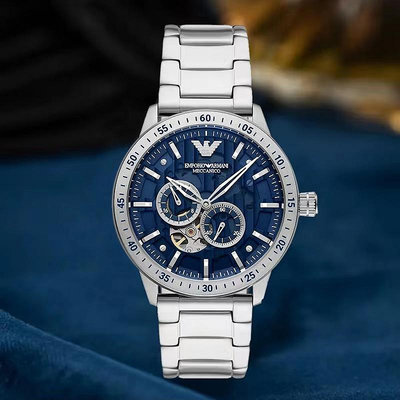＂手錶＂Armani阿瑪尼手表男鋼帶鏤空全自動綠水鬼時尚防水機械表AR60053