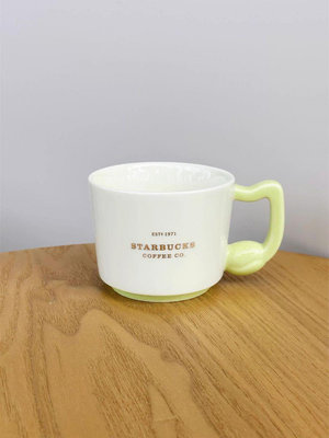 星巴克2023新款杯子小清新漸變綠歡樂音符陶瓷桌面咖啡杯馬克水杯