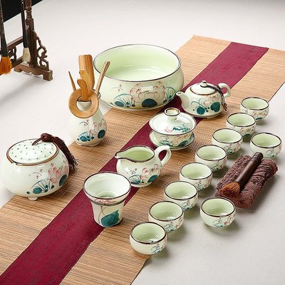 現貨 功夫茶具茶杯手繪茶具套裝青花瓷整套家用蓋碗陶瓷茶壺茶杯功夫茶具特價上新 可開發票