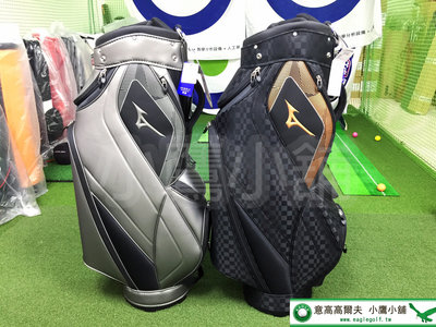 [小鷹小舖] Mizuno Golf 美津濃 高爾夫 球桿袋 輕量 9型 約2.4kg 合成纖維 合成皮革 銀/千鳥格紋