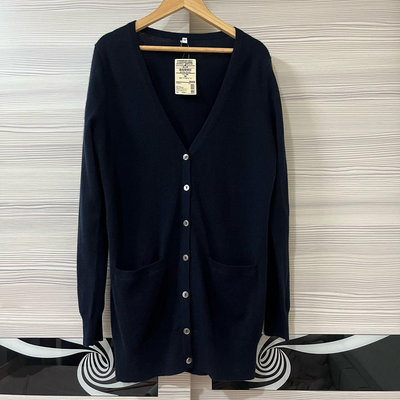 全新 MUJI 無印良品 喀什米爾 100% cashmere 深藍 藏藍 長版開襟衫 M 原價4700