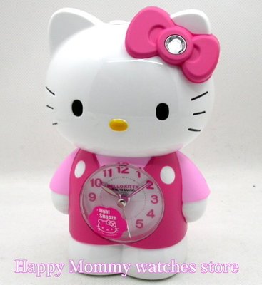 【 幸福媽咪 】 Hello Kitty 公司貨 連續秒針 立體公仔造型 貪睡+燈光 音樂鬧鐘 JM-E899-KT