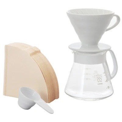 HARIO V60白色02磁石濾杯咖啡壺組1~4杯／ XVDD-3012W