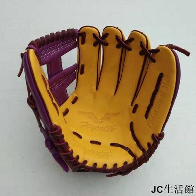 戶外運動棒球運動用品手套韓國產牛皮 黃紫相間棒壘球手套-雙喜生活館