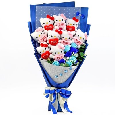 Hello Kitty 凱蒂貓藍色花束  生日禮物 畢業典禮 求婚 情人節 花束 禮盒【Star_EC】 現貨+預購