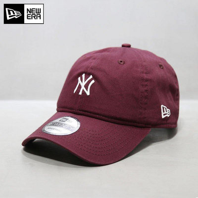 熱款直購#NewEra帽子韓國代購紐亦華MLB棒球帽軟頂中標NY洋基隊鴨舌帽酒紅