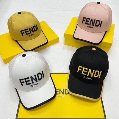 現貨MOMO-FENDI 帽子子女棒球帽子潮流遮陽防曬百搭字母刺繡鴨舌帽子男簡約