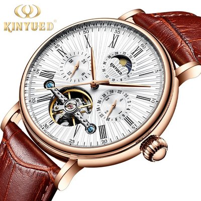 男士手錶 2021新款KINYUED金悅達男士機械錶 時尚陀飛輪多功能鏤空防水腕錶