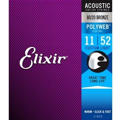 Elixir 11025 (11-52) 厚膜 POLYWEB 木吉他弦【硬地搖滾】多件優惠中！全館免運！