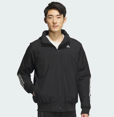 【Japan潮牌館】Adidas 愛迪達 新款男士黑色棉服外套